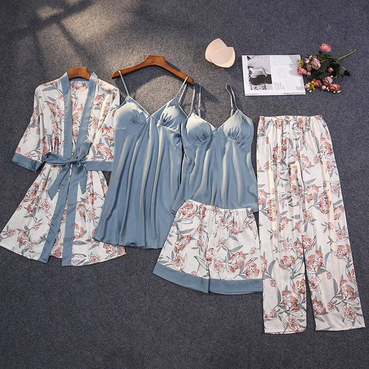 Sexy Sling Nightgowns Wireless Pajamas Set Lace Silk Nightdress Women Breathable Sleepwear Night Dress Women пижама женская