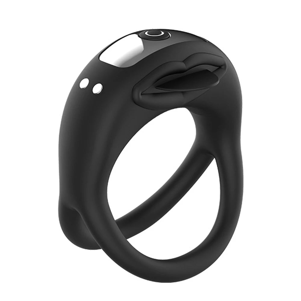 Fitvan Tongue-Design Vibrating Cock Ring – 10 Modes Rechargeable Penis Ring & Clitoral Stimulator for Couples