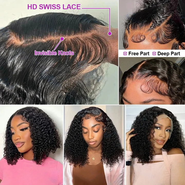 Empower Curls HD Lace Wig – 250% Density Brazilian Bob (Short, Deep Wave)
