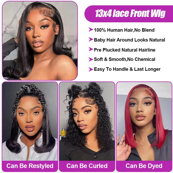 Empower Luxe HD Lace Wig – Glueless Bone Straight Bob in 250% Density Human Hair