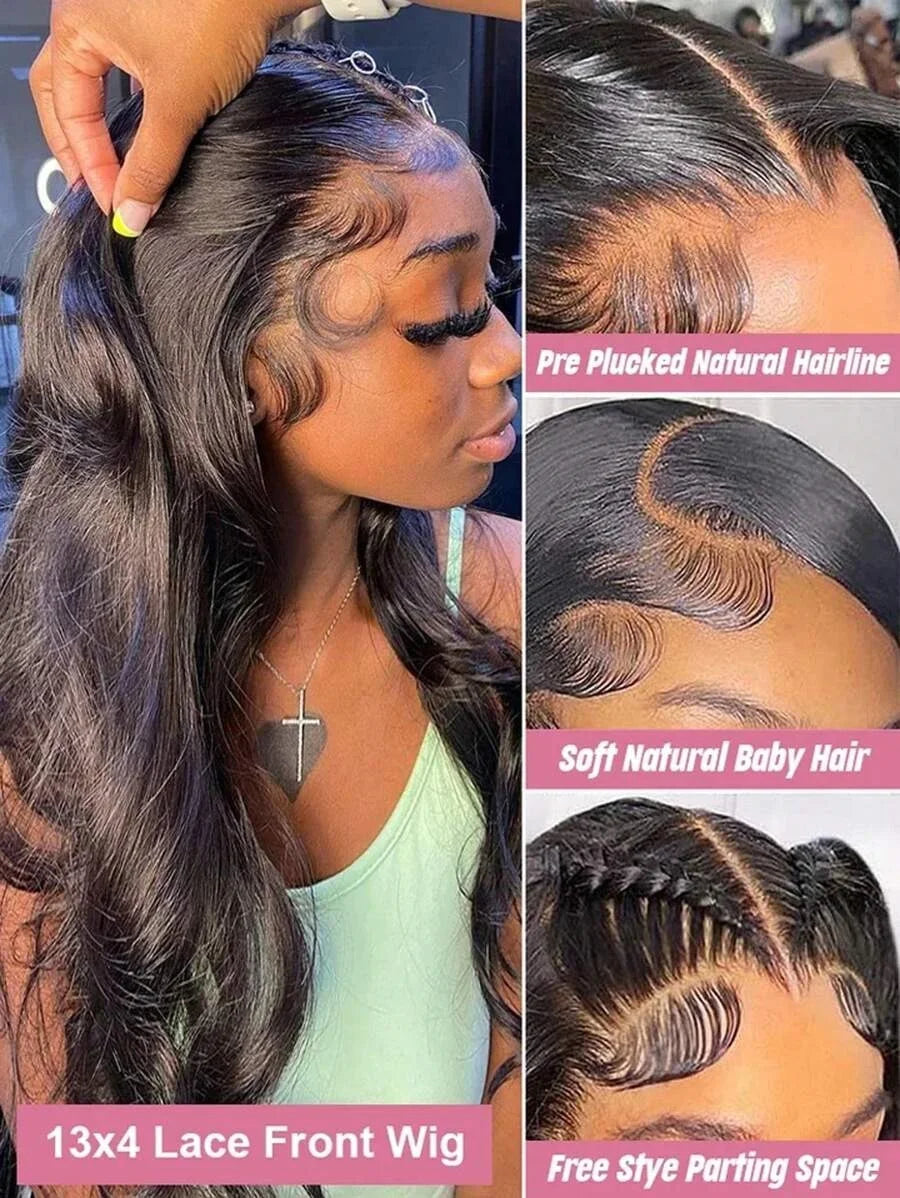 Velvet Body Wave Lace Front Wig – 30–40” HD Lace, 200% Density, Brazilian Hair