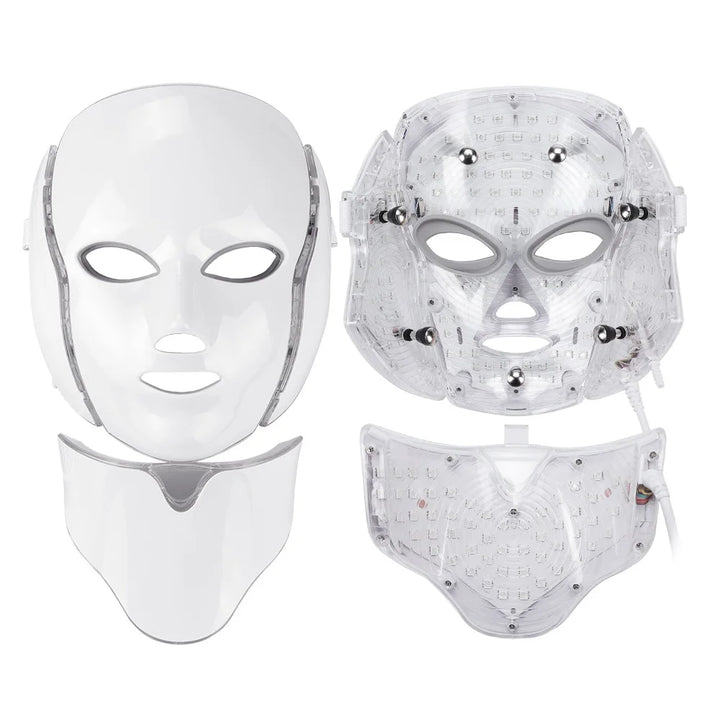 7-Color LED Light Therapy Mask with Neck Treatment – Skin Rejuvenation, Anti-Aging, Acne Therapy & Whitening Device