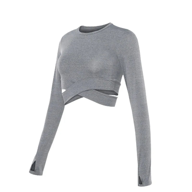 Women's Long Sleeve Crop Top – Quick-Dry Yoga & Fitness Shirt