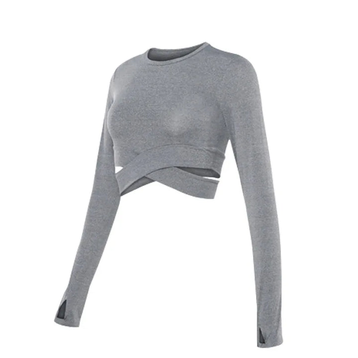 Women's Long Sleeve Crop Top – Quick-Dry Yoga & Fitness Shirt