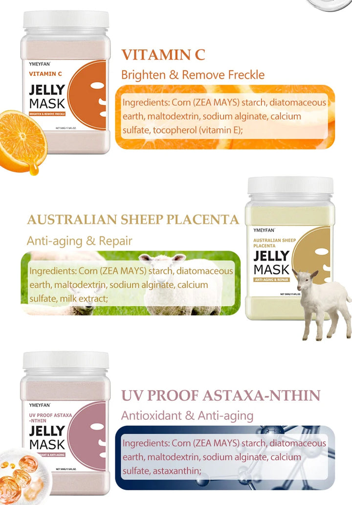 HydraGlow Jelly Mask Powder – Hyaluronic Acid Firming & Moisture Recharge (500g)