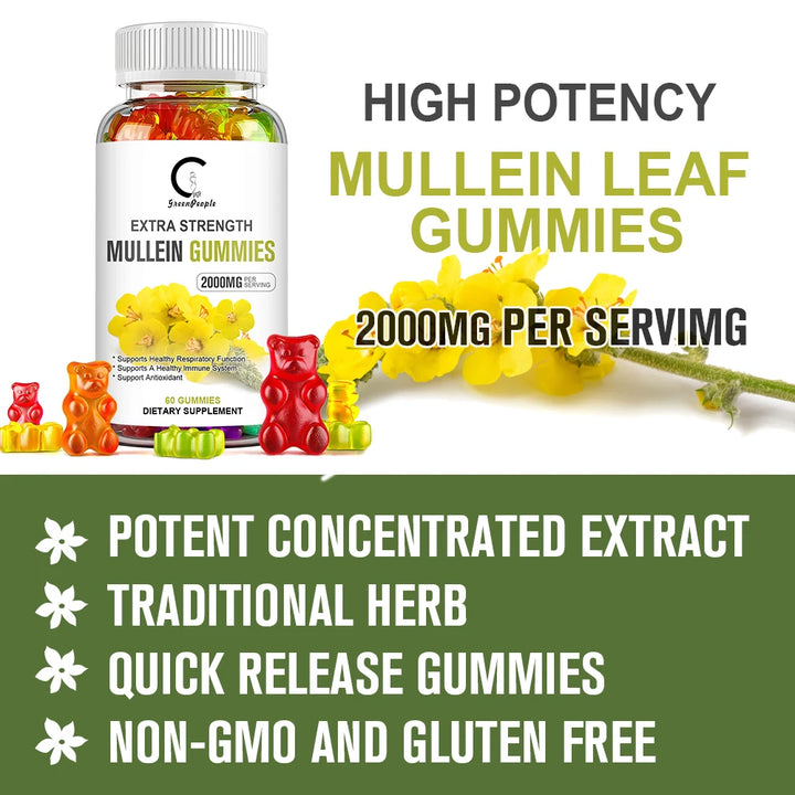 EmpowerEase Mullein Leaf Gummies – Extra Strength Lung Cleanse & Respiratory Support