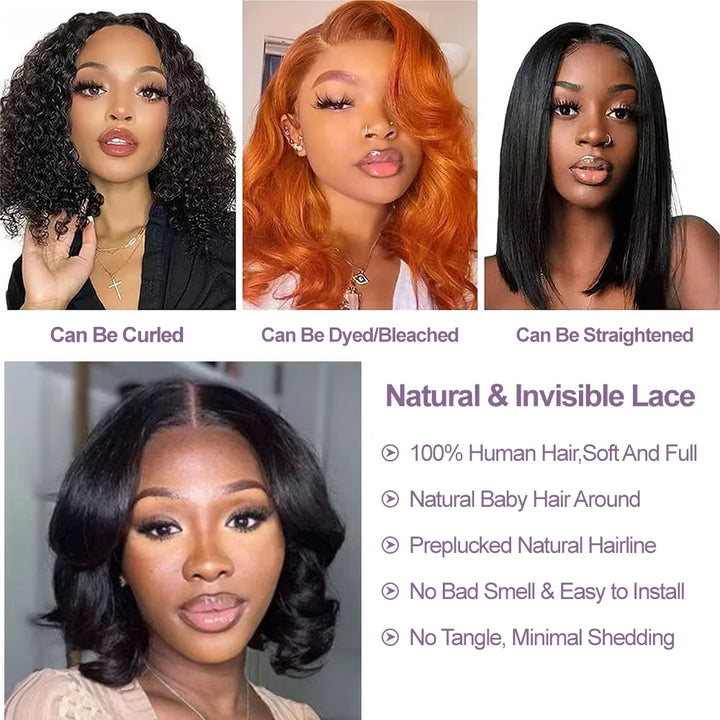 Grace Wave Lace Wig – Glueless Body Wave Bob in Remy Human Hair