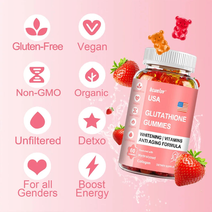 Glutathione Collagen Gummies - for Skin Care, Whitening, Anti-aging.