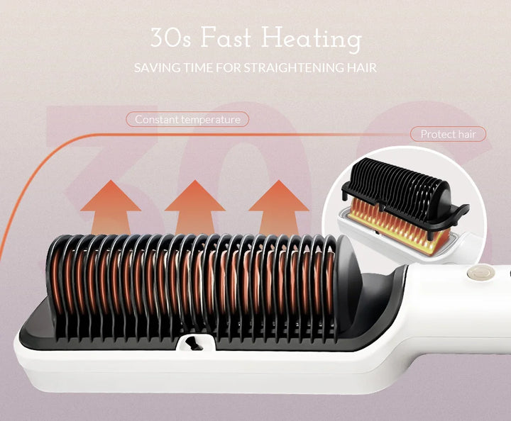 OUDIM Ionic Hair Straightener Brush – 6 Heat Settings | Anti-Scald, Fast Heating, Frizz Control & Smooth Styling