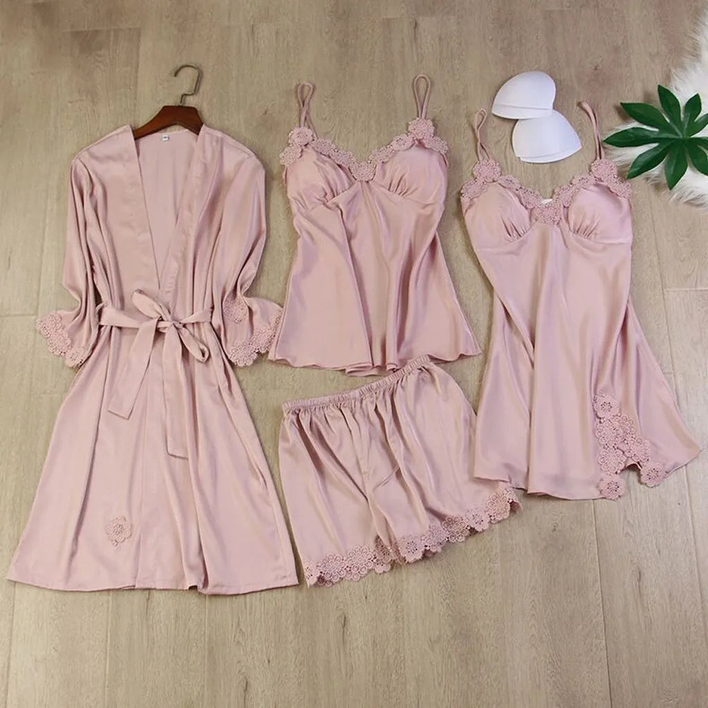 Women Nightdress Lingerie Robes Satin Silk Pajamas Comfortable Underwear Sleepwear Sexy Night Dress Women ночнушка женская