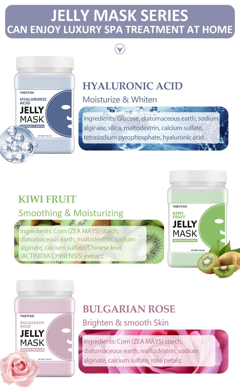 HydraGlow Jelly Mask Powder – Hyaluronic Acid Firming & Moisture Recharge (500g)
