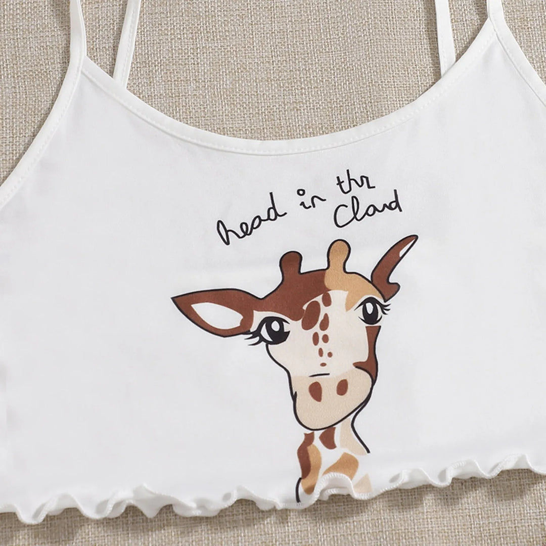 Summer Giraffe Print Pajama Set – Camisole & Shorts Sleepwear for Women