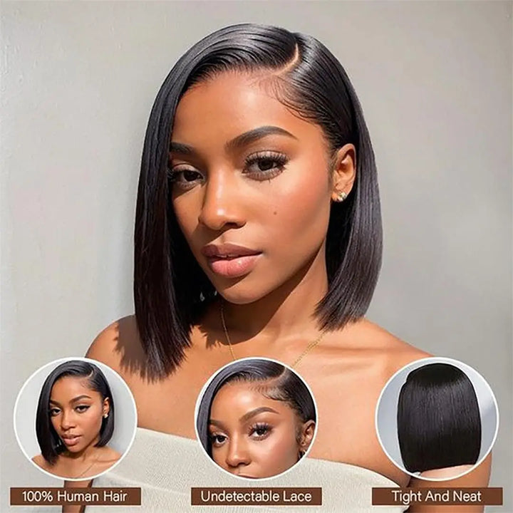 Luxe Confidence Straight Bob – 100% Remy Human Hair Glueless Wig with Pre-Cut Lace
