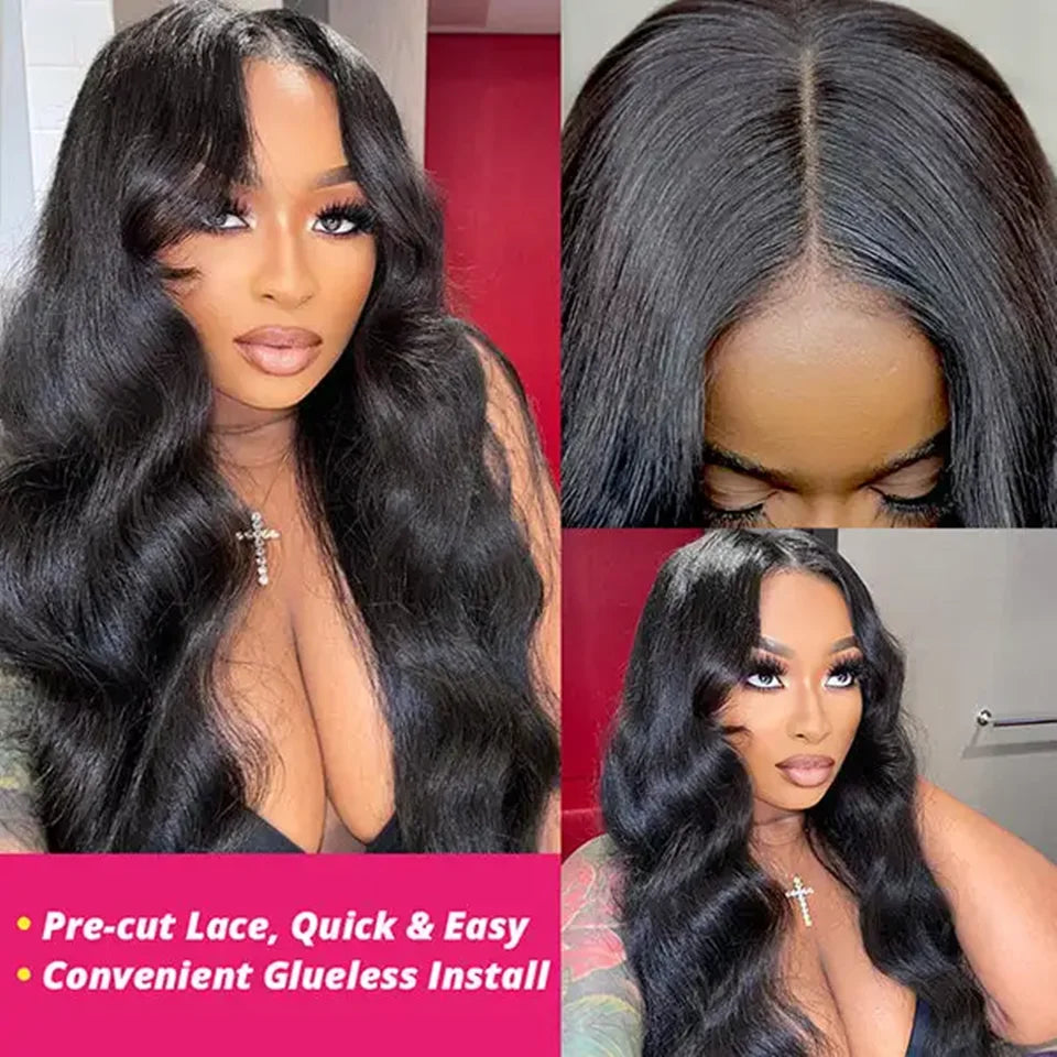 Ready-to-Wear Body Wave Wig – 100% Human Hair with Glueless Lace Closure