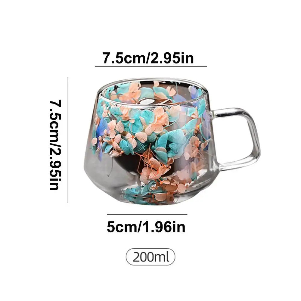 Ethereal Bloom Double-Walled Glass Mug (200ml)