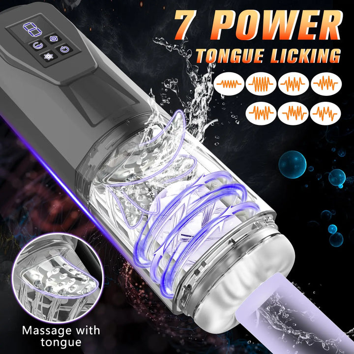 SENSIVO 360° Rotation Male Masturbation Cup – 7 Thrusting, Vibrating, Rotating & Licking Modes, 3D Textured Pocket Pussy Stroker, Rechargeable & Waterproof