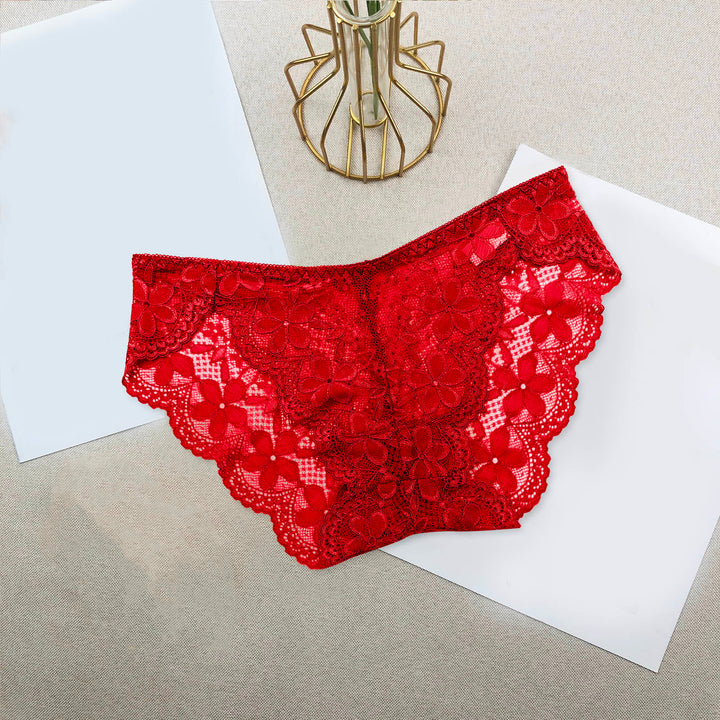 Sexy Lace Breathable Panties – Soft Transparent Mid-Rise Briefs for Women