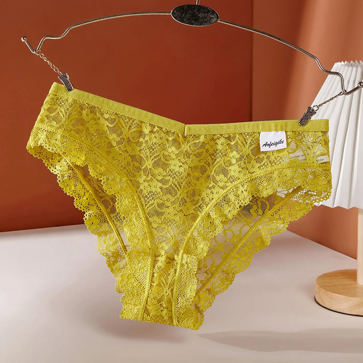 Sexy Lace Hollow-Out Briefs – Seamless Transparent Low-Rise Panties for Women