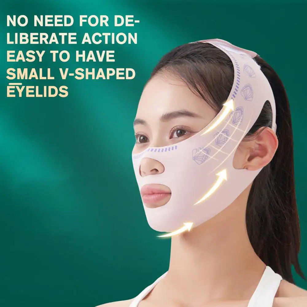 V-Line Face Sculpting Sleep Mask – Pink Facial Slimming Strap for Chin Lift, Contour Shaping & Skin Tightening