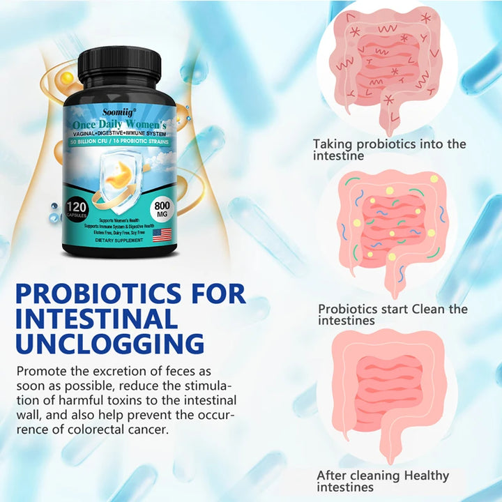 Probiotic & Prebiotic Supplements for Women – 50 Billion CFU, 16 Strains, Digestive & Immune Support, pH Balance, Energy Boost