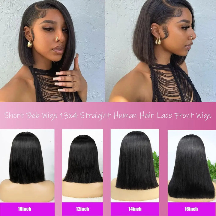 Empower Luxe Straight Bob – 13x4 Transparent Lace Front Human Hair Wig