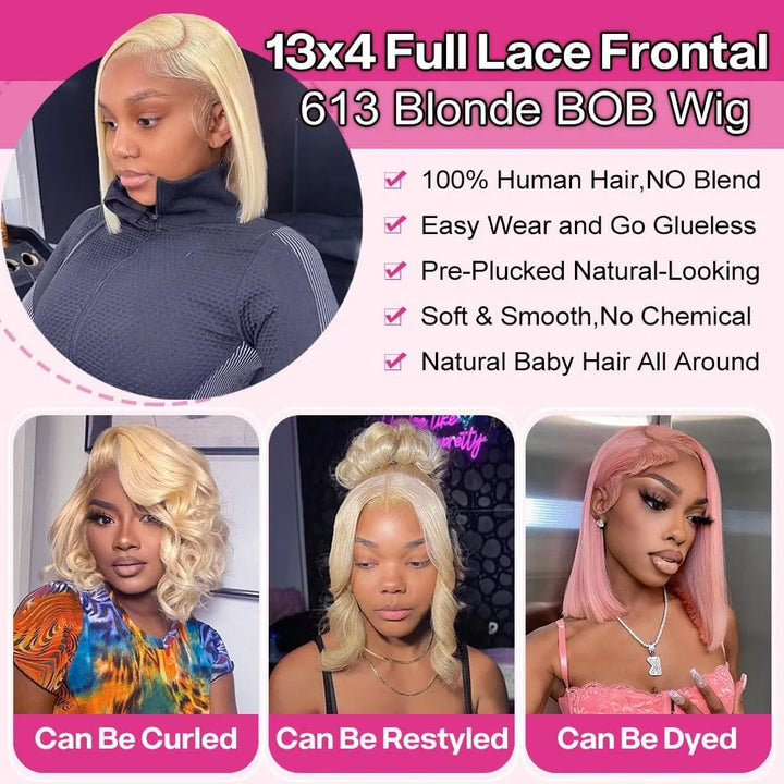 Radiant Blonde Bob – 13x4 Lace Front Brazilian Remy Wig