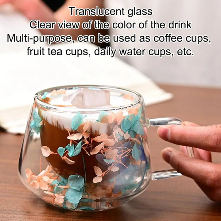 Ethereal Bloom Double-Walled Glass Mug (200ml)
