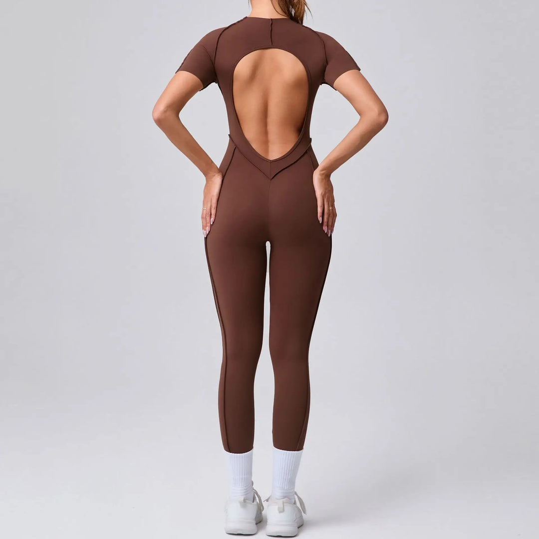 New Autumn/Winter Long-Sleeved One-Piece Yoga Jumpsuit for Women – Backless, Slim Fit Sports Outfit