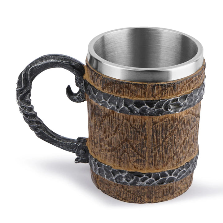 BarrelMuse™ Retro Wood-Style Insulated Mug – Stainless Steel Interior (Single Cup)