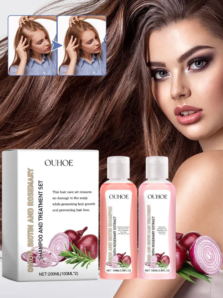 OUHOE Biotin Rosemary Shampoo & Conditioner Set – Hair Growth & Repair Care for All Hair Types | Paraben & Silicone-Free