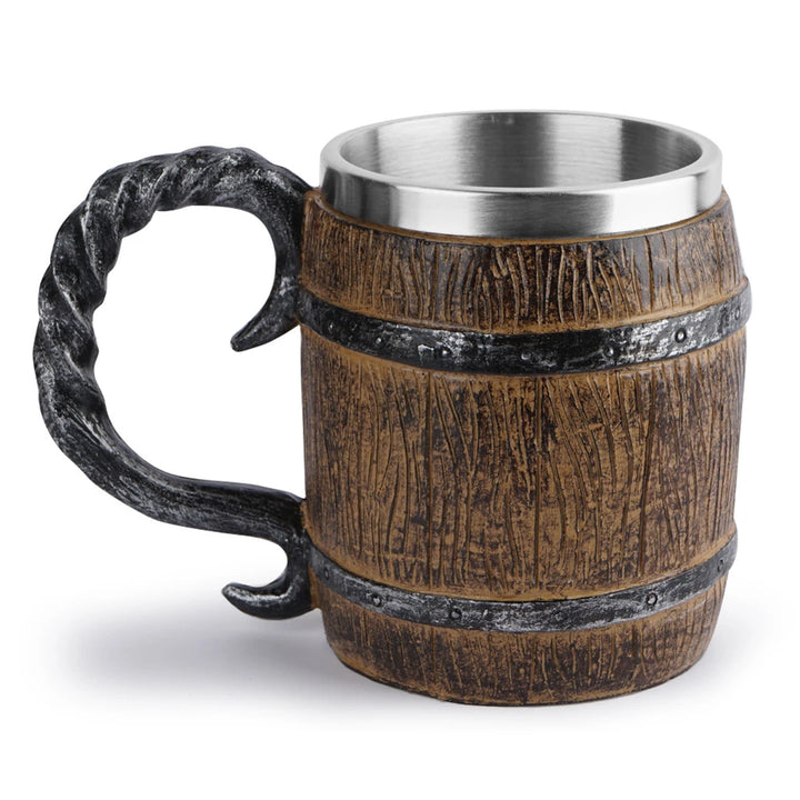BarrelMuse™ Retro Wood-Style Insulated Mug – Stainless Steel Interior (Single Cup)