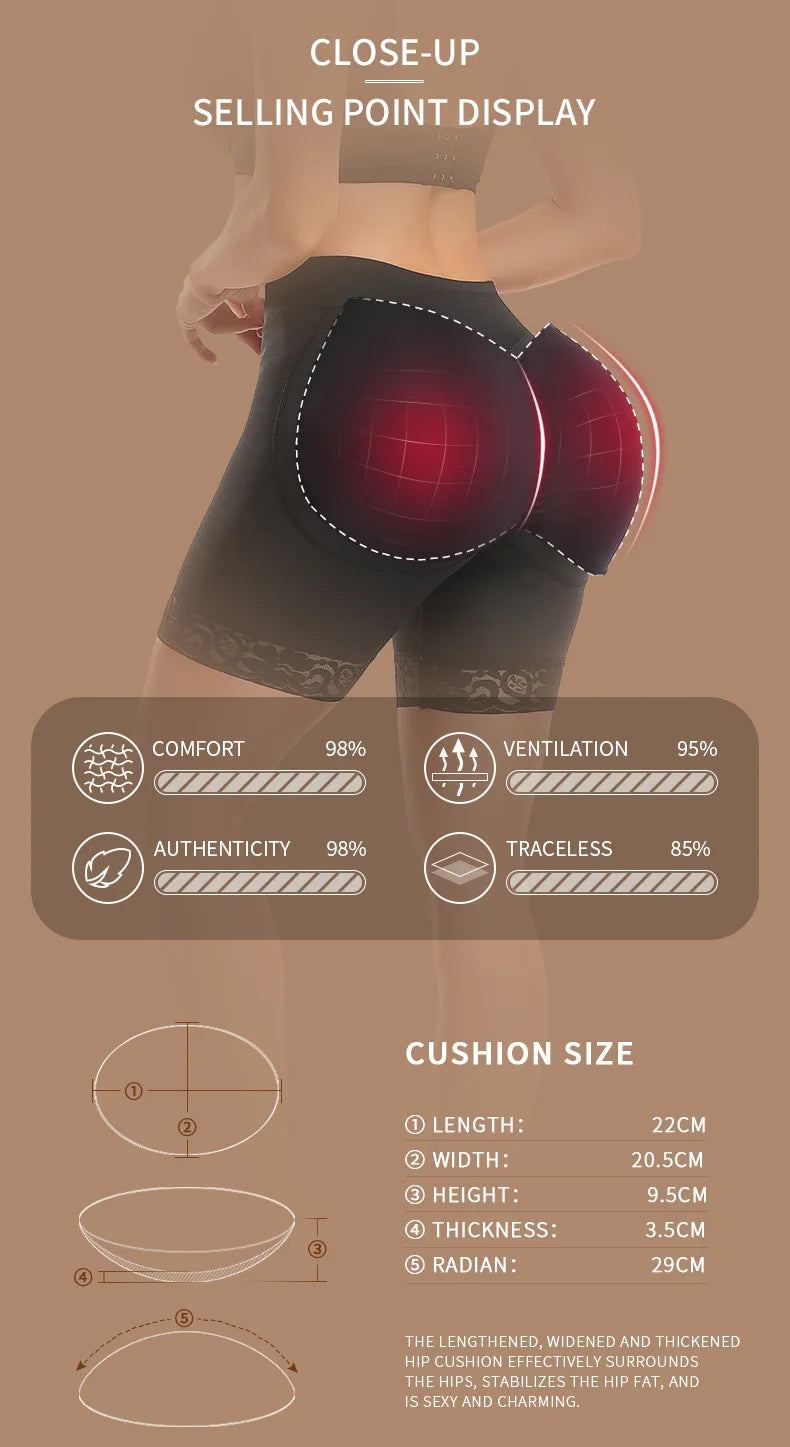 Women’s Butt Lifter Padded Lace Shapewear – Seamless Booty Enhancer Shorts