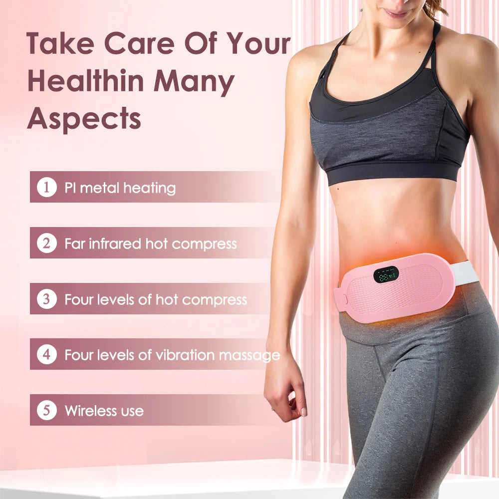 Menstrual Heating Pad Abdominal Massager – Warm Palace Belt with Vibration Massage for Period Pain & Cramps Relief