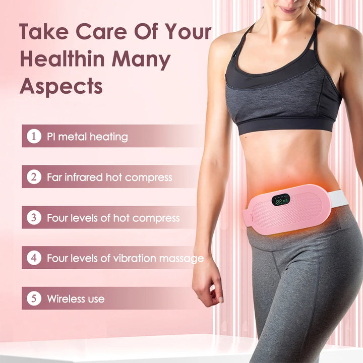 Menstrual Heating Pad Abdominal Massager – Warm Palace Belt with Vibration Massage for Period Pain & Cramps Relief