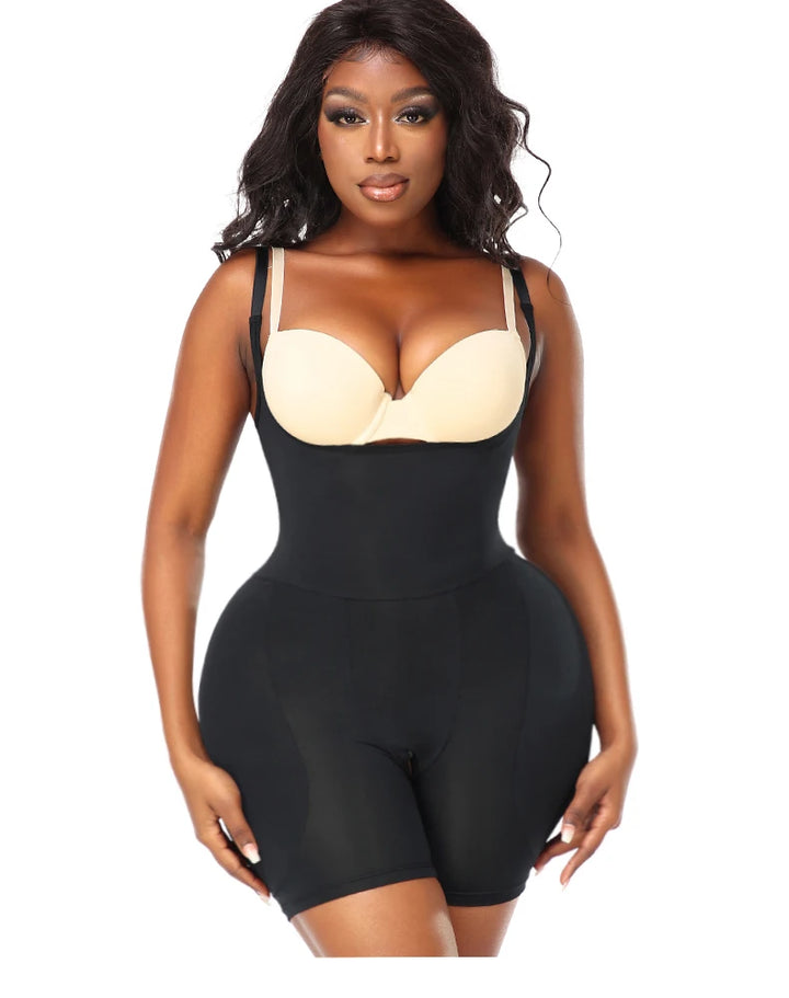 Butt-Lifting Shapewear Bodysuit with Pads – Open Crotch & Adjustable Straps