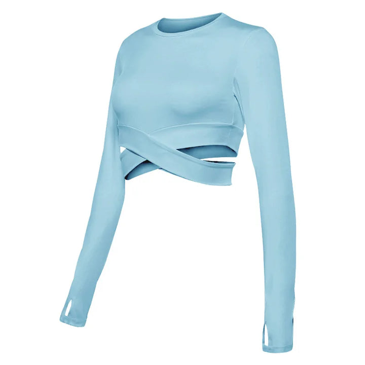 Women's Long Sleeve Crop Top – Quick-Dry Yoga & Fitness Shirt