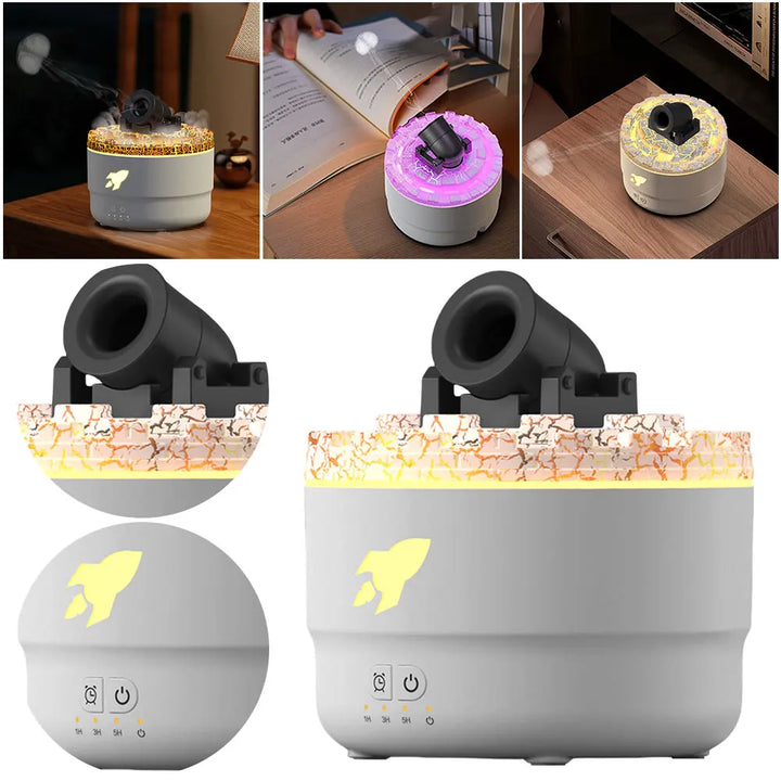 Volcanic Crack Light Cannons Humidifier Essential Oil Diffuser with Timer Cannon Blast Aroma Humidifier Aromatherapy Diffuser