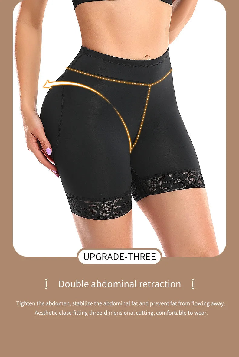 Women’s Butt Lifter Padded Lace Shapewear – Seamless Booty Enhancer Shorts