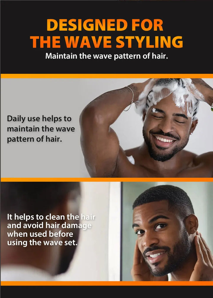 3.53oz Biotin Waves Control Pomade For Men Sevich Sport Strong Hold Wave Hair Gel With Brush Wavy Hair Oil Shampoo Conditioner