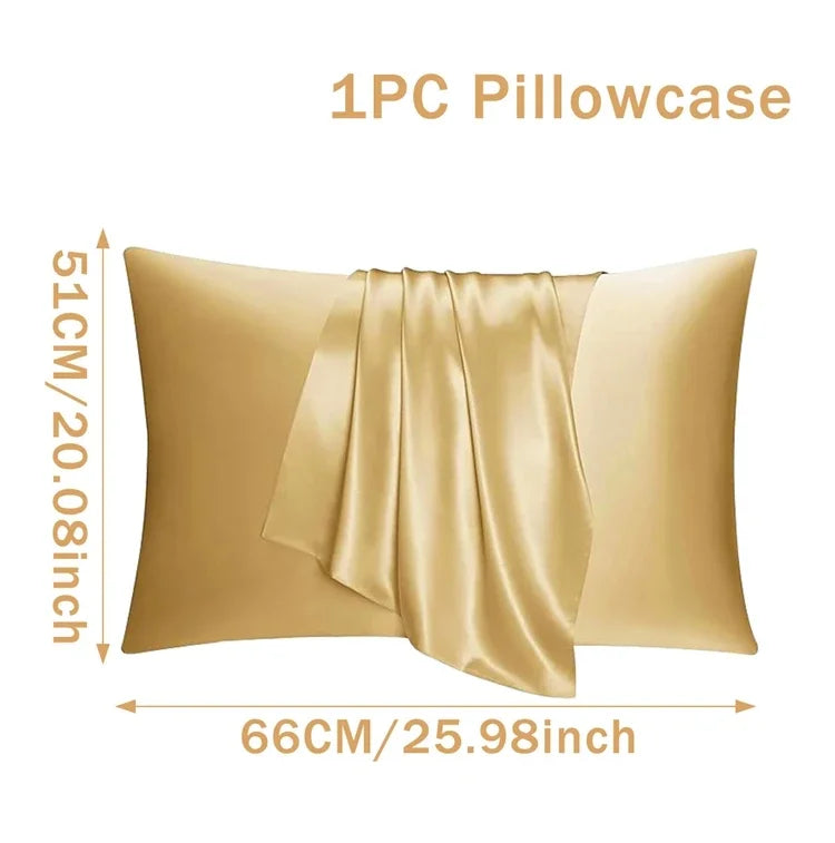 Pure Satin Silk Pillowcase – Smooth Decorative Cushion Cover for Living Room & Home Comfort (1PC, Rectangle)