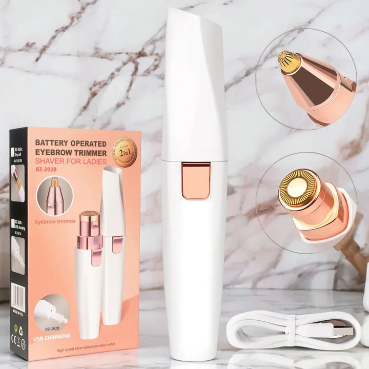 LuxeGlow Precision Trimmer – 2-in-1 Rechargeable Facial & Eyebrow Shaper