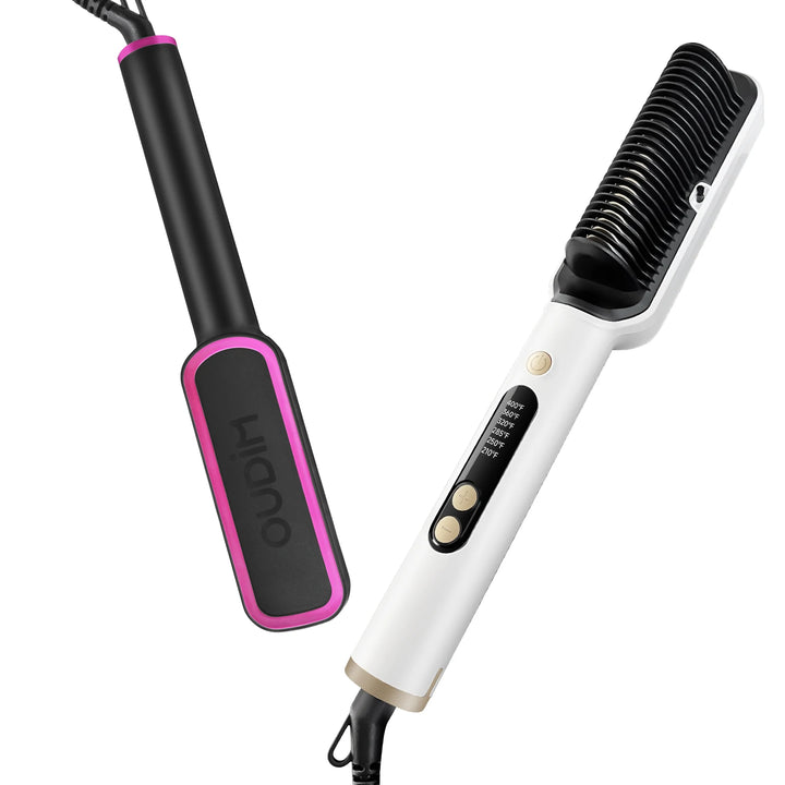 OUDIM Ionic Hair Straightener Brush – 6 Heat Settings | Anti-Scald, Fast Heating, Frizz Control & Smooth Styling