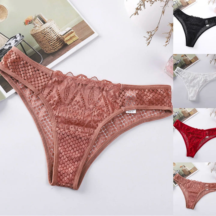 Sheer Seduction Lace Panties – Low Waist Transparent Mesh Briefs for Women
