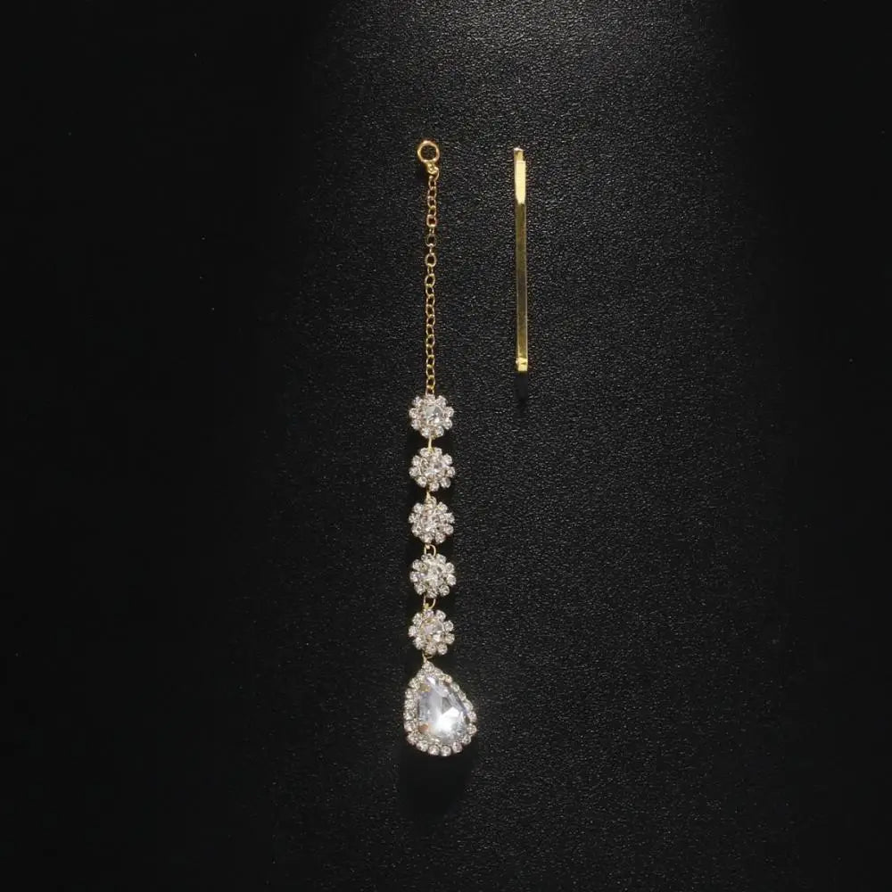 Stonefans Luxe Teardrop Maang Tikka – Boho Bridal Forehead & Hair Chain