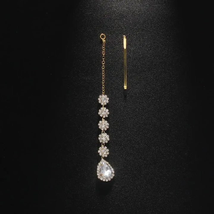Stonefans Luxe Teardrop Maang Tikka – Boho Bridal Forehead & Hair Chain