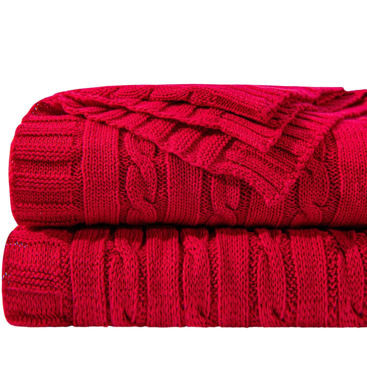 Ntbay 100% Cotton Cable Knit Throw, Super Soft Warm Knitted Blanket Home Decor