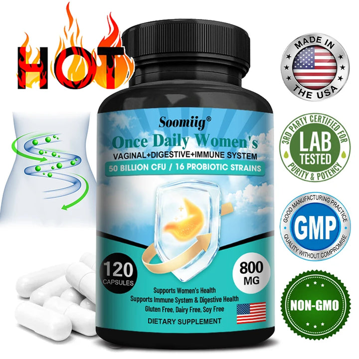 Probiotic & Prebiotic Supplements for Women – 50 Billion CFU, 16 Strains, Digestive & Immune Support, pH Balance, Energy Boost