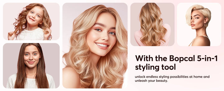 BOPCAL 5-in-1 Hair Dryer & Multi-Styler with 300M Negative Ions – Straightener, 32mm Curler, Volumizer & More