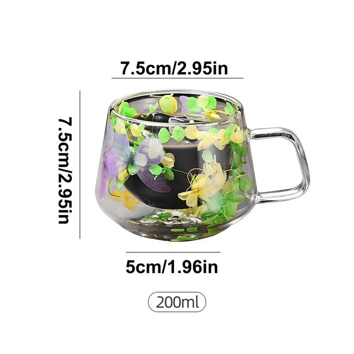 Ethereal Bloom Double-Walled Glass Mug (200ml)