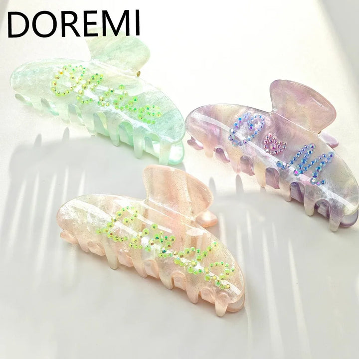 Crystal Name Hair Clip – Custom Rhinestone Letter Hairpin for Women